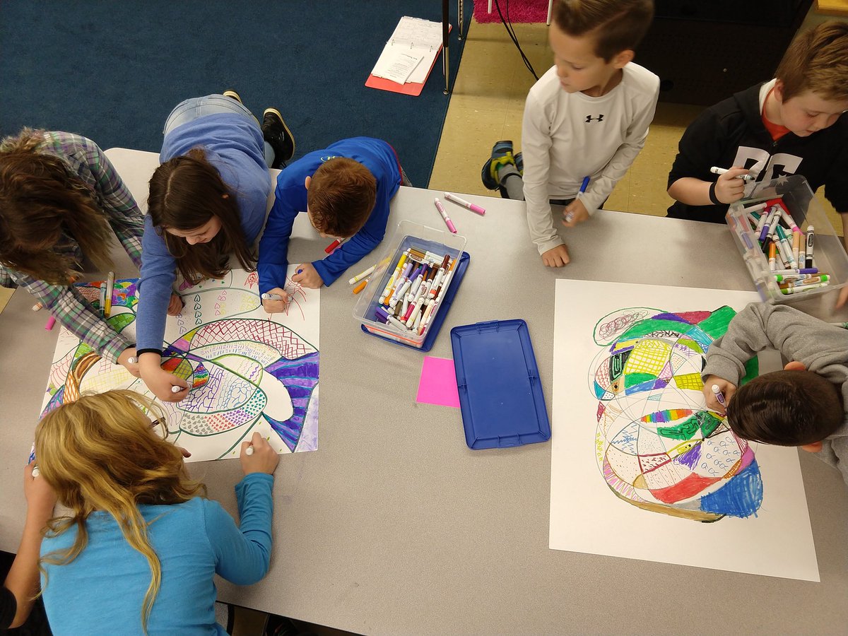 As students finish their nocturnal still life they have the opportunity to move to a collaborative project to bide their time.