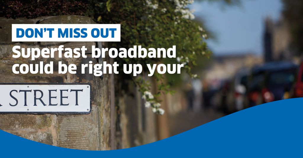 If you live in #Colinsburgh you could be missing out on faster broadband.

Check to see if fibre broadband is available where you live at scotlandsuperfast.com/yourstreet

Not able to upgrade? Register and we will let you know when it comes your way scotlandsuperfast.com/in-the-loop