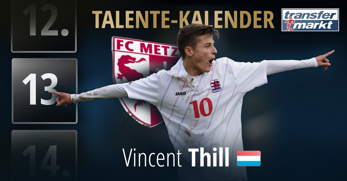 Im Oktober 2016 war Vincent #Thill der erste Spieler, der im neuen Jahrtausend geboren wurde und sein Debüt in einer Top-Liga gegeben hat. Heute versteckt er sich hinter Türchen Nr.13 in unserem #Talentekalender : tm.de/s/Dt5 #Transfermarkt