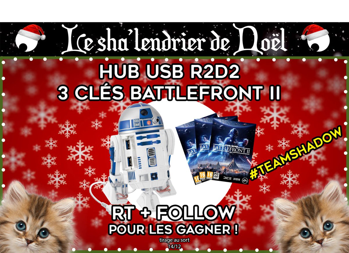 Jour 13 du Sha'lendrier de Noël #TeamShadow ! On célèbre la sortie du dernier #StarWars avec ce magnifique hub USB R2D2 et ces 3 clés #StarWarsBattlefrontII !
🤖 RT + FOLLOW pour participer à notre #concours 🤖
Découvrez et commandez Shadow sur shadow.tech 🚀