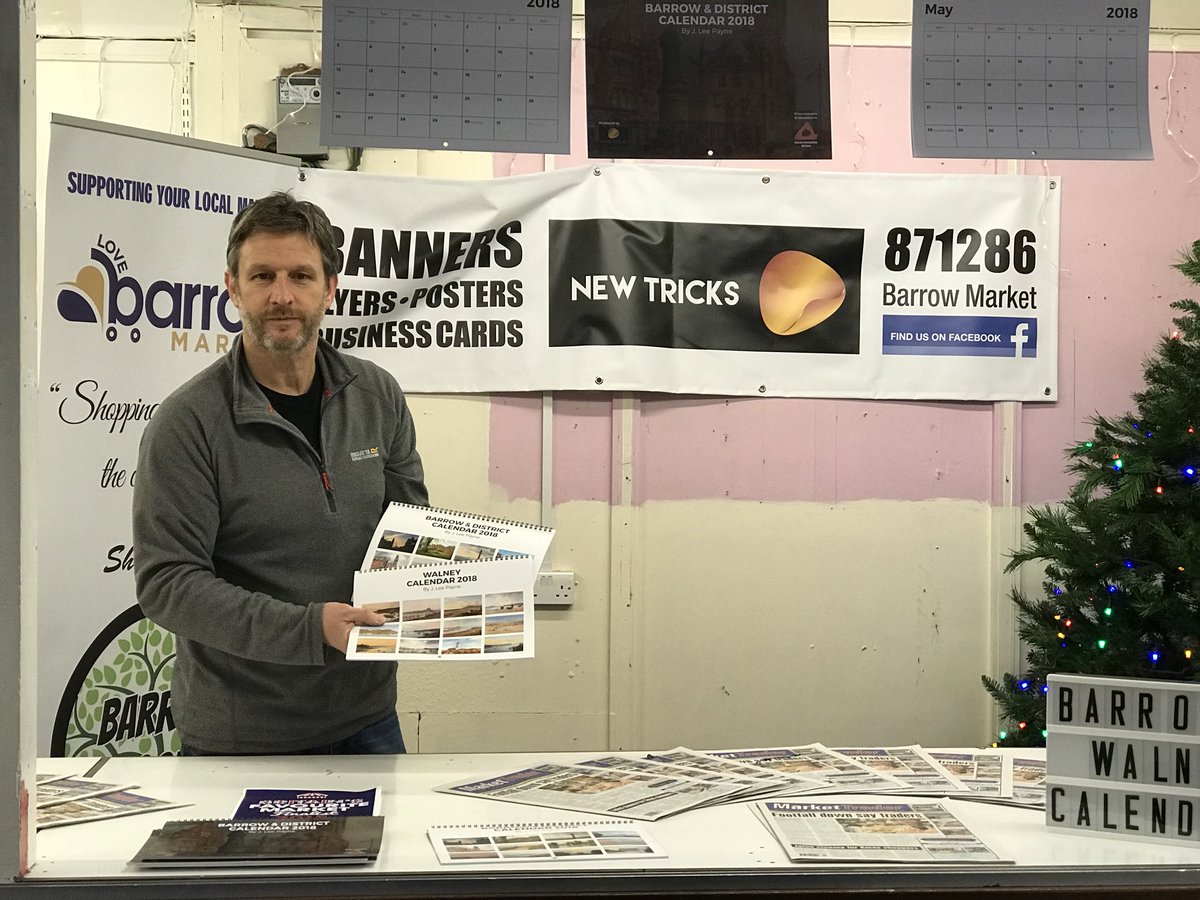 Don’t miss Lee Payne in the market today til 1pm signing his fantastic calendar featuring landscapes on Walney and Barrow &amp; District.. perfect Christmas gift 🎁