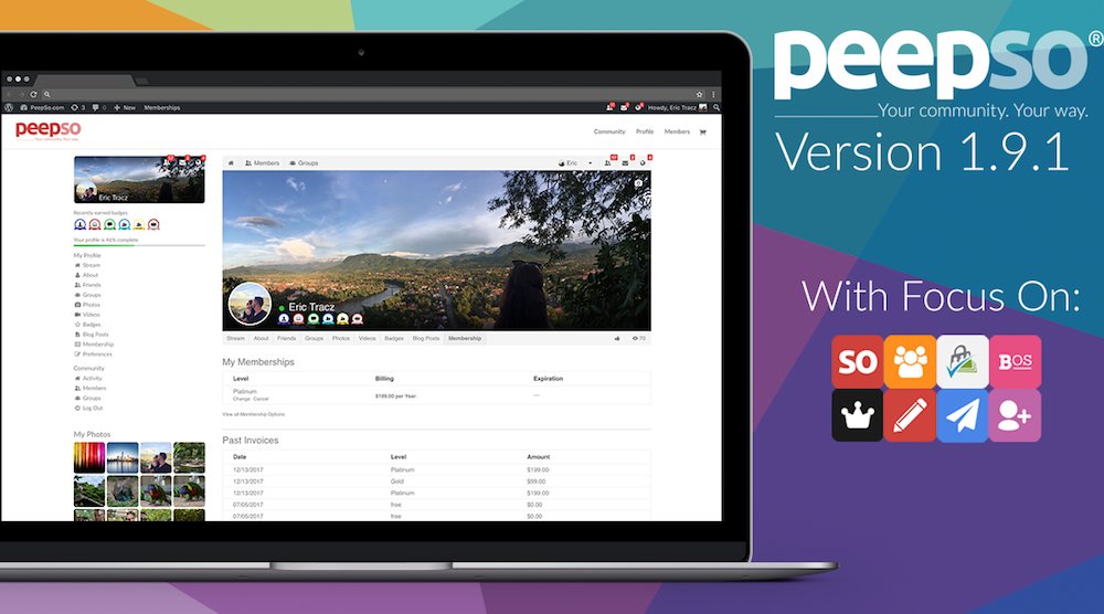 peepsowp's tweet photo. #PeepSo 1.9.1 Is Available!
#BadgeOS and #VIP #plugins got integrated #PaidMembershipsPro
https://t.co/CqfWSuf9tN
#WordPress #Upgrade https://t.co/mYzt0mPL6J