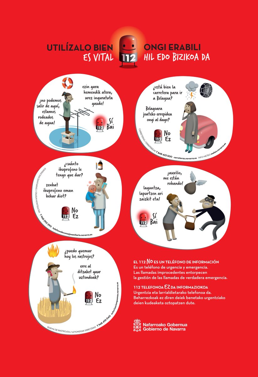 #Teléfono112: "Utilízalo bien. Es vital". El 30% de las llamadas son inadecuadas, lo que repercute negativamente en las emergencias. Colabora con su buen uso!