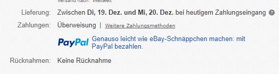 ecomparo's tweet photo. Bei diesem #Paypal Darstellungs #Fail bei @ebay ist immer noch keine Änderung in Sicht. Der fehlende #Käuferschutz bei Überweisung bei #Ebay treibt immer mehr Käufer zu #Amazon. https://t.co/0hg9sHQPb5