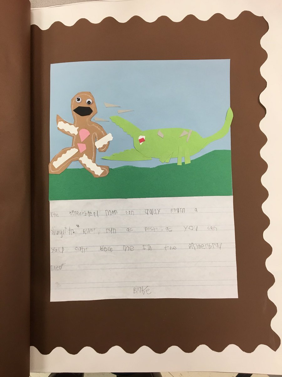 At Roslyn Road, the Little Gingerbread Man runs from sharks and Chicken Nuggets! #kindergartenlove