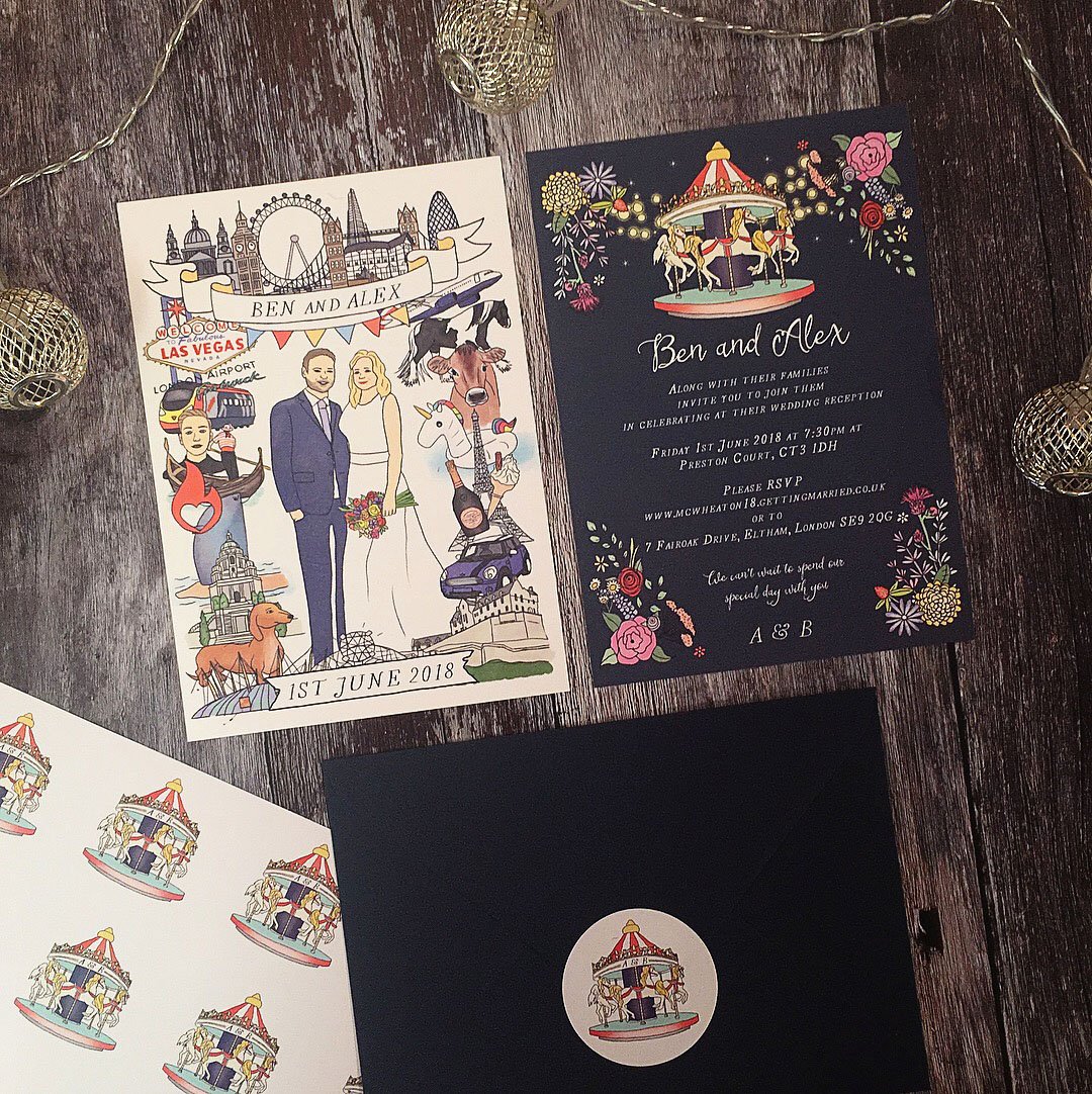 Not a fan of licking your envelopes to seal them? Why not add sticker seals to your order like Ben &amp; Alex for just £1.00 per envelope! With your choice of any colour and design it's the perfect final touch! 🎠💌 Email us at info@emmydesigns.co.uk for more information! #wedding