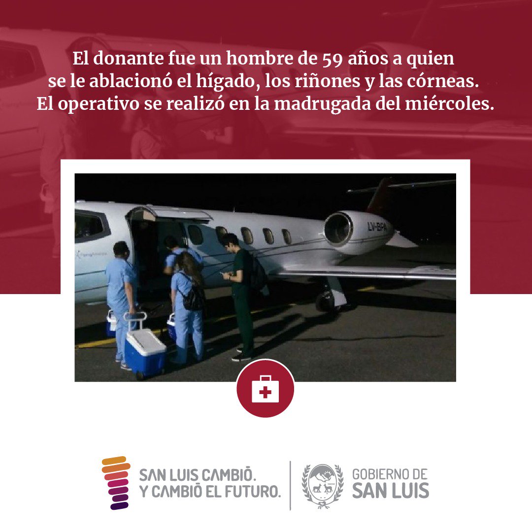 sanluisgob's tweet photo. #SALUD
NUEVA ABLACIÓN DE ÓRGANOS.-
El donante fue un hombre de 59 años a quien se le ablacionó el hígado, los riñones y las córneas. El operativo se realizó en la madrugada del miércoles.-
https://t.co/Q7SbK69mue https://t.co/W1opGwVN54