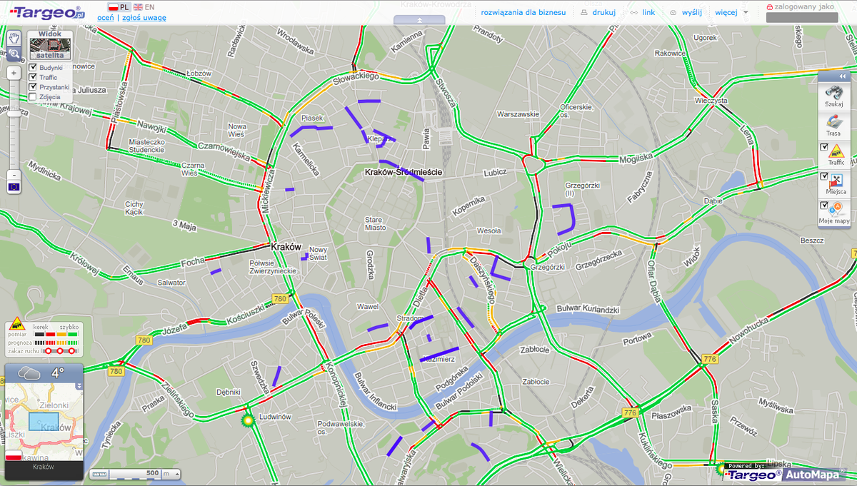 AutoMapa's tweet photo. Od soboty w .@krakow_pl na wielu ulicach obowiązuje nowa organizacja ruchu. Zobaczcie, jak wygląda mapa nowych, jednokierunkowych ulic w krakowskiej strefie płatnego parkowania #Kraków #AutoMapaWie https://t.co/Uth0ZF0AUo