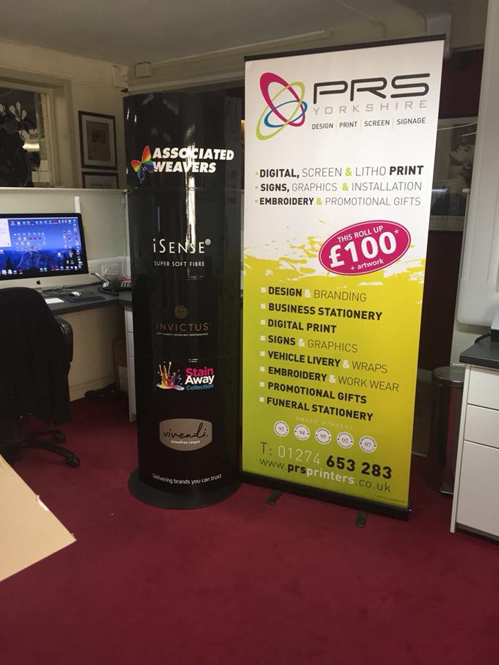 PRSYorkshire's tweet photo. Totem Pop up Banner for one our valued customers “Associated Weavers” great for an advertising Display or showroom, roll up banners also available (like the PRS one) https://t.co/uJvo6bqric