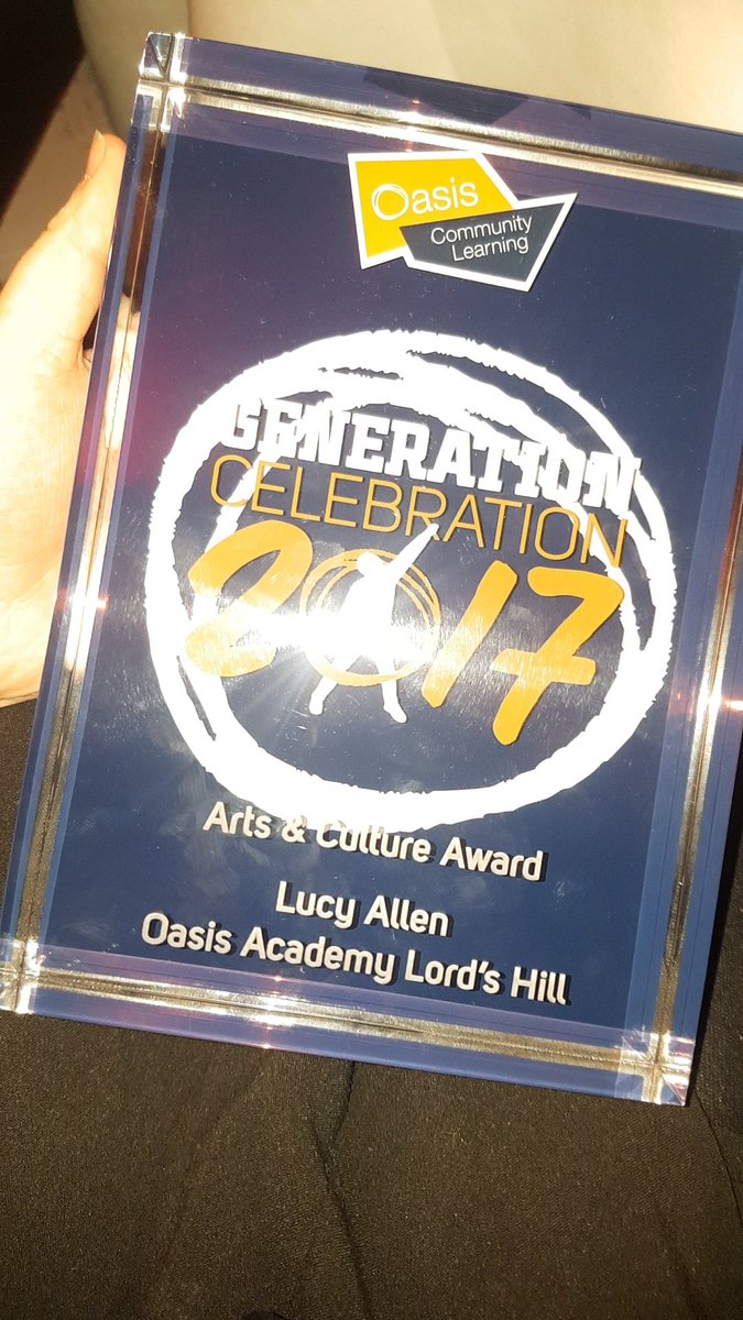 lucyallenmusic's tweet image. I won the Arts and Culture awards at #ONSA17 #GenerationCelebration @OasisLordshill  @OasisAcademies 
So happy🎉🎉