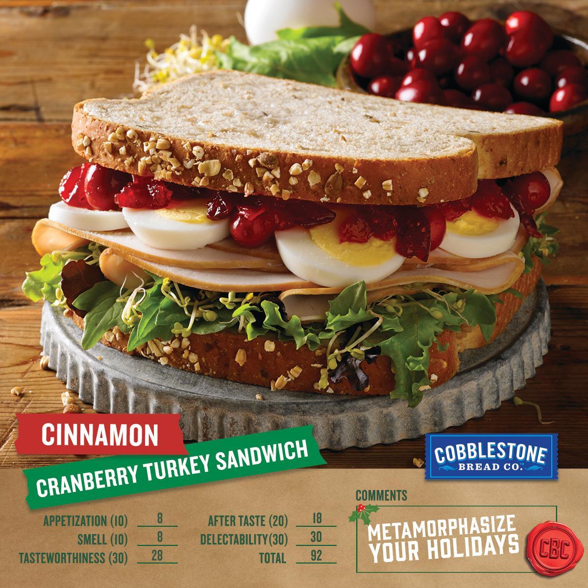 CBCbreads's tweet photo. We're using cinnamon AND cranberry for this turkey sandwich. https://t.co/Kz6t9RGnky