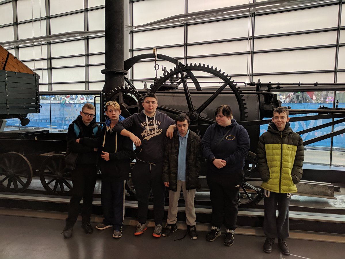 Our pupils having a look around the museum for inspiration. Loving the gearing used on Richard Trevithick's Pen-y-Darren locomotive.
