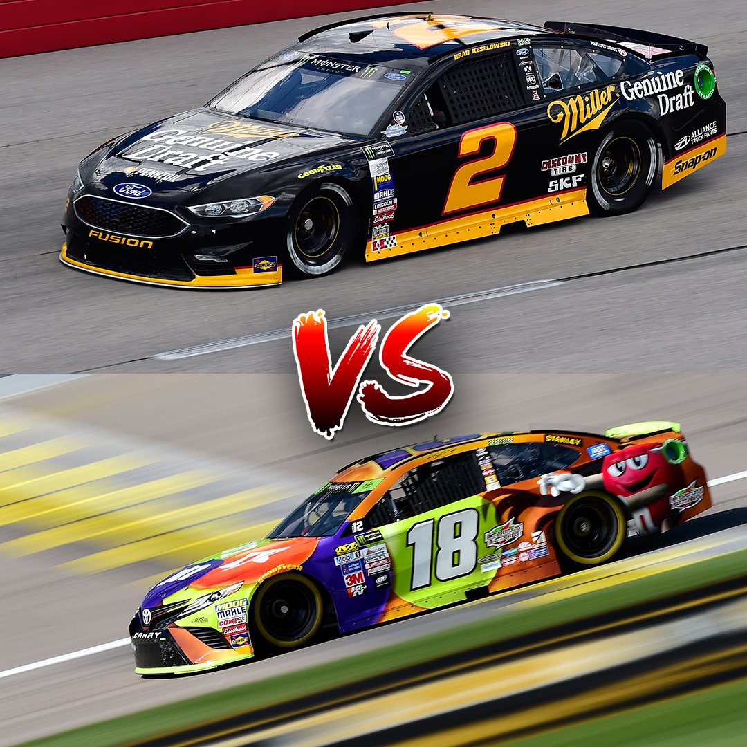 NASCAR on NBC (@nascaronnbc) on Twitter photo Our next battle on the best paint schemes of 2017 tourney features Brad <a href="/keselowski/">Brad Keselowski</a>'s throwback and <a href="/KyleBusch/">Kyle Busch</a>'s Halloween scheme!
RETWEET to vote for Brad, and LIKE to vote for Kyle! Our next battle on the best paint schemes of 2017 tourney features Brad <a href="/keselowski/">Brad Keselowski</a>'s throwback and <a href="/KyleBusch/">Kyle Busch</a>'s Halloween scheme!
RETWEET to vote for Brad, and LIKE to vote for Kyle!