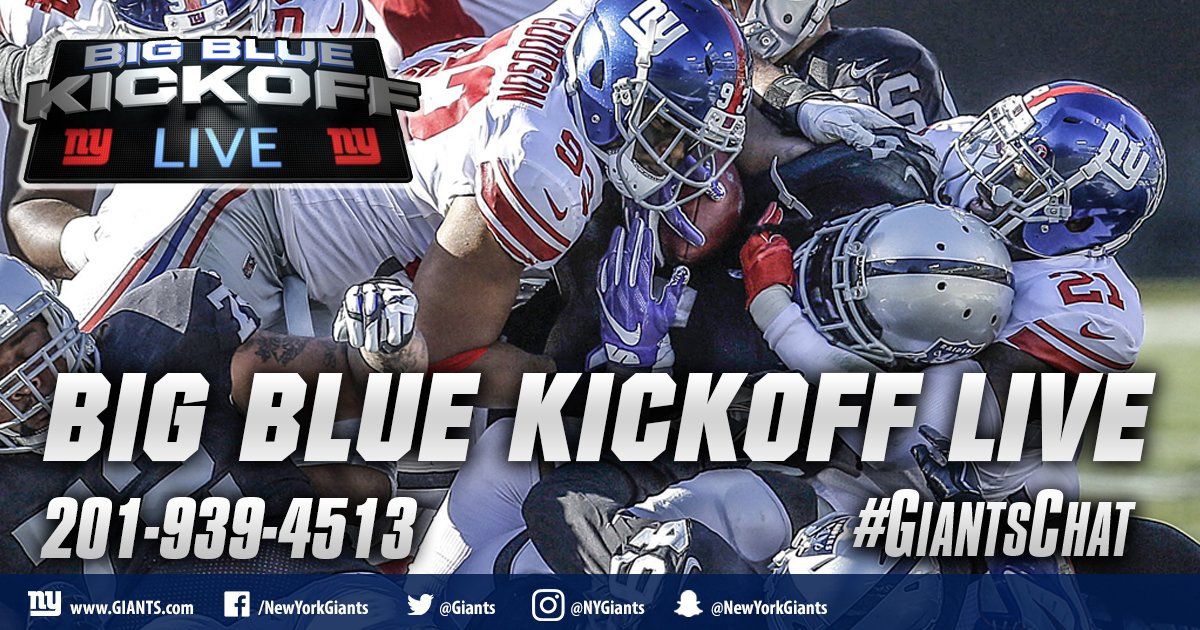 It's a Wednesday edition of Big Blue Kickoff Live at 12PM ET on Giants.com and Giants App! #GiantsChat https://t.co/2ilkvqns4y