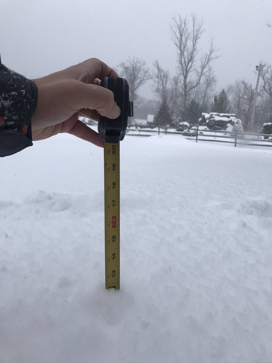 ReedTimmerUSA's tweet photo. REPORT: 12" of storm total #snow in Mayville, NY as of 9:15 am! Snow band has moved back in @NWSBUFFALO @breakingweather https://t.co/NOLUFMkV2Q