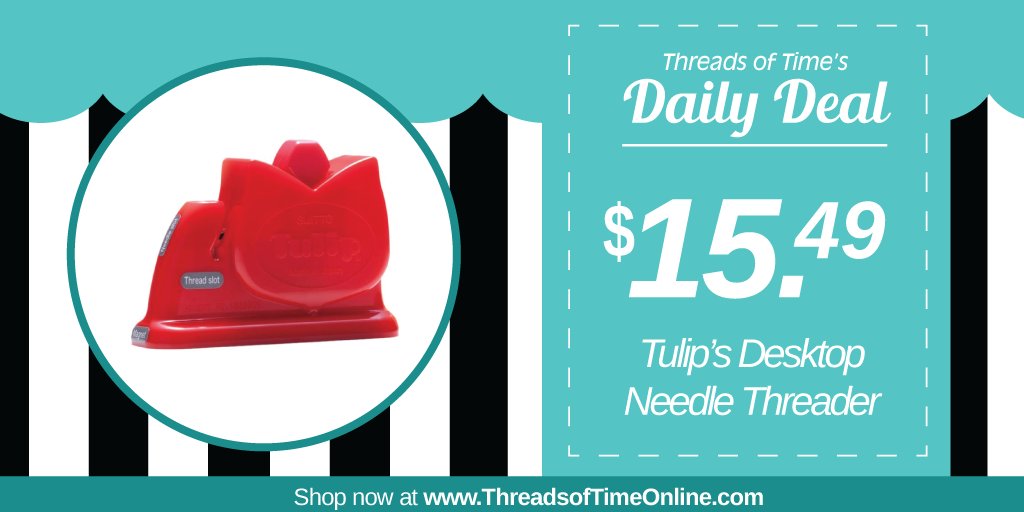ThreadsofTime's tweet image. Daily Deal: Shop our Suitto Desktop Needle Threader by Tulip for just $15.49 in-store and online at ThreadsofTimeOnline.com today! #DailyDeal #ThreadsofTime #Tulip #sewingdeals #quiltingdeals