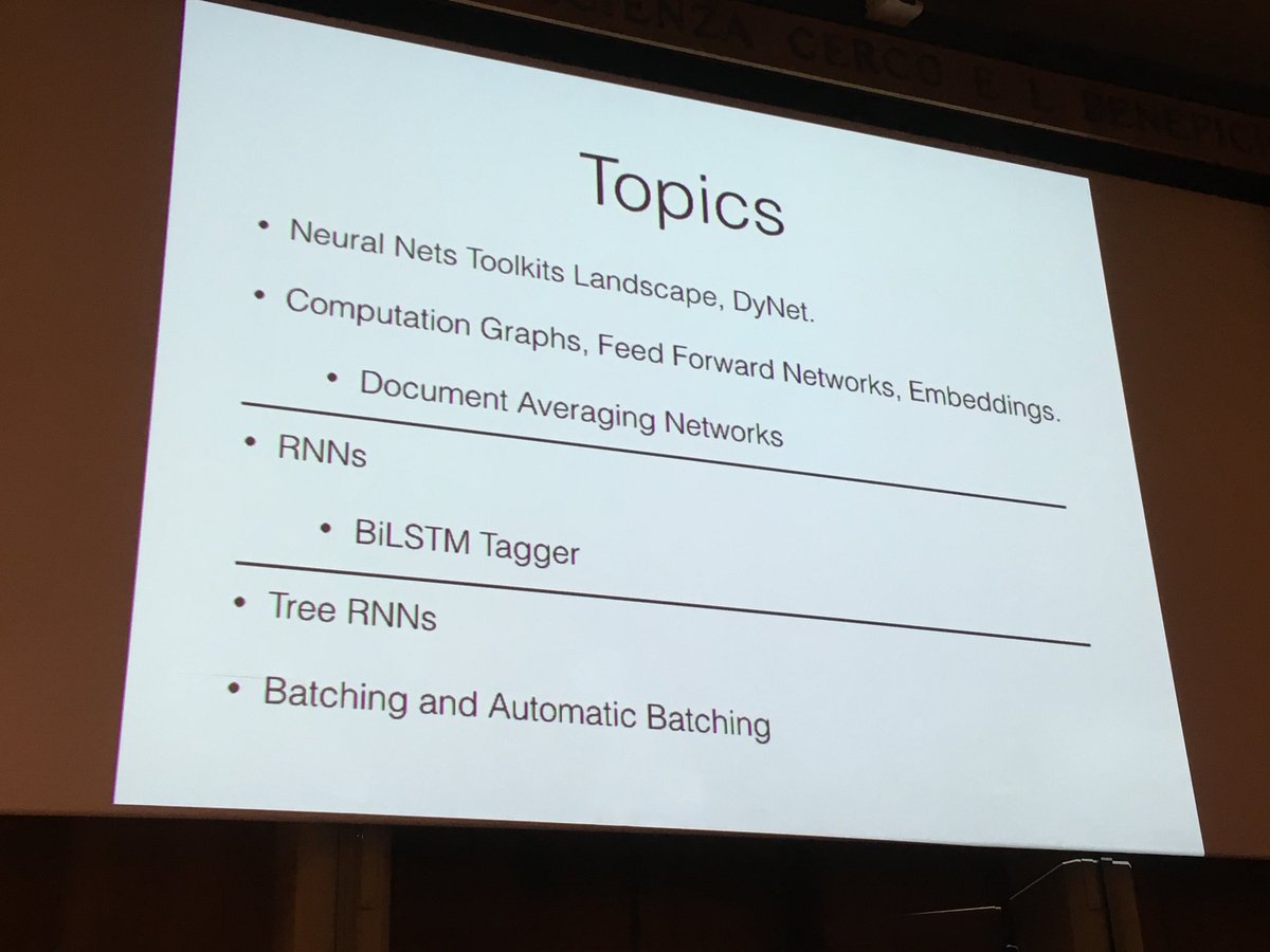 CLiC-it2017 (@clic_it2017) on Twitter photo Tutorial on DyNet by <a href="/yoavgo/">(((ل()(ل() 'yoav))))👾</a> at #CLiCit2017. Just starting! #DeepLearning #NLProc Tutorial on DyNet by <a href="/yoavgo/">(((ل()(ل() 'yoav))))👾</a> at #CLiCit2017. Just starting! #DeepLearning #NLProc