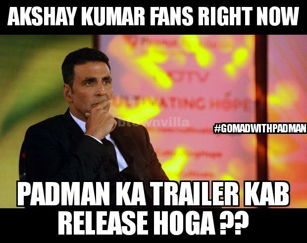 btownvilla's tweet image. Waiting waiting waiting ??
#AkshayKumar fans right now ....
When it will release ??
#GoMadWithPadMan 
#Padmantalks 
#Padman