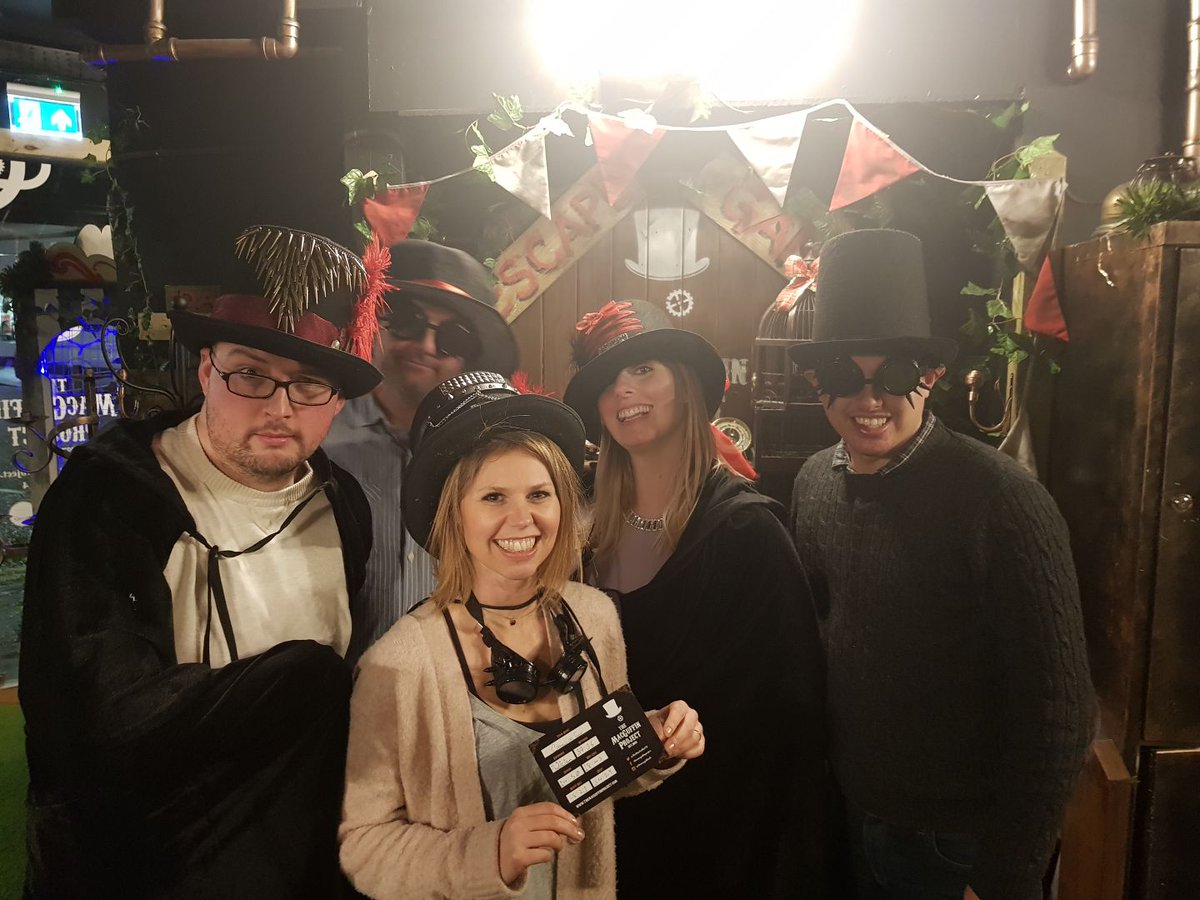 AmyBlackham's tweet photo. We escaped from @TheMacGuffinUK! Not a bad effort at 37 mins for the Madician #CommsOnTour #TeamWorkMakesTheDreamWork https://t.co/5fBDYbLeN0
