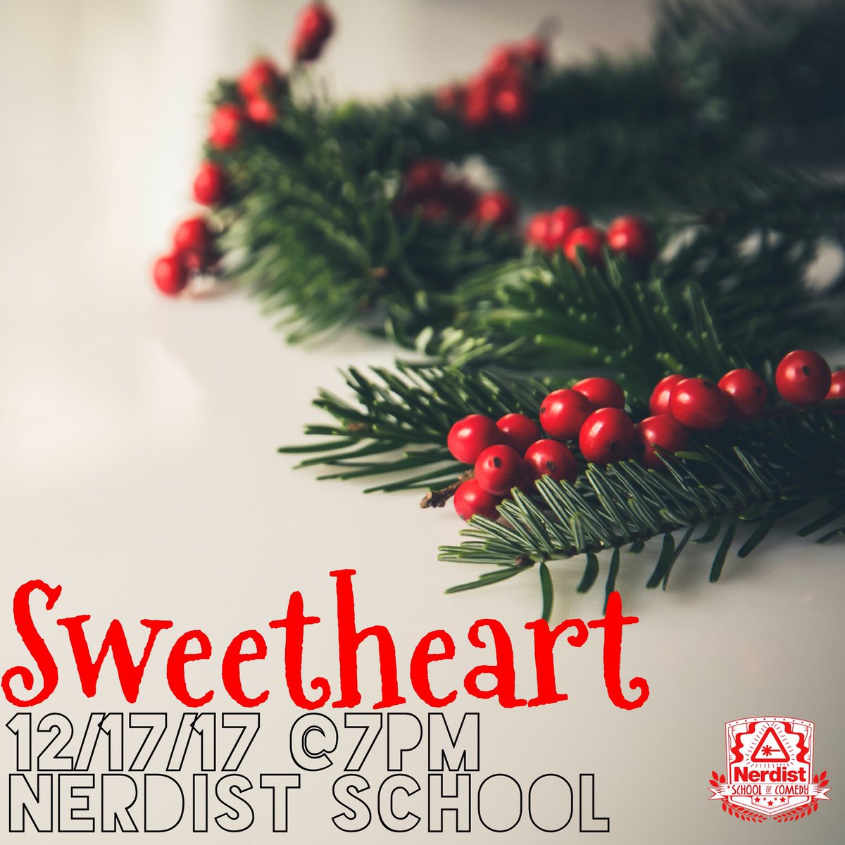 SweetheartImpro's tweet photo. Fulfill a Christmas wish and come watch Sweetheart this Sunday night at 7pm! @NerdistSchool https://t.co/sASDswsoyc
