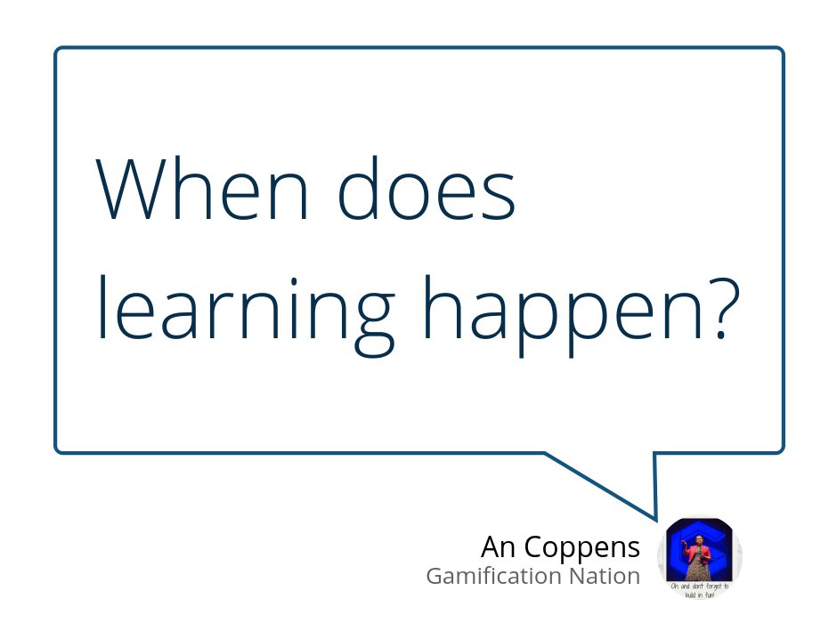 GamificationNat's tweet photo. "As I was scrolling through my twitter feed (@GamificationNat if you want to connect with me there), I came across this question “when does learning happen”?" https://t.co/vUGn6gwvDw #Gamificationdesign #Gamification #Psychology #Gamificationinlearning https://t.co/rsyXC3Re0X