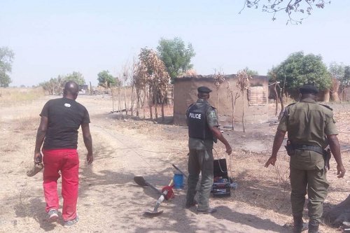 Men of police Explosive Ordinance Device unit (EOD) in Adamawa State exploded a UXO high Bomb found around the villages attacked by Fulani herdsmen.