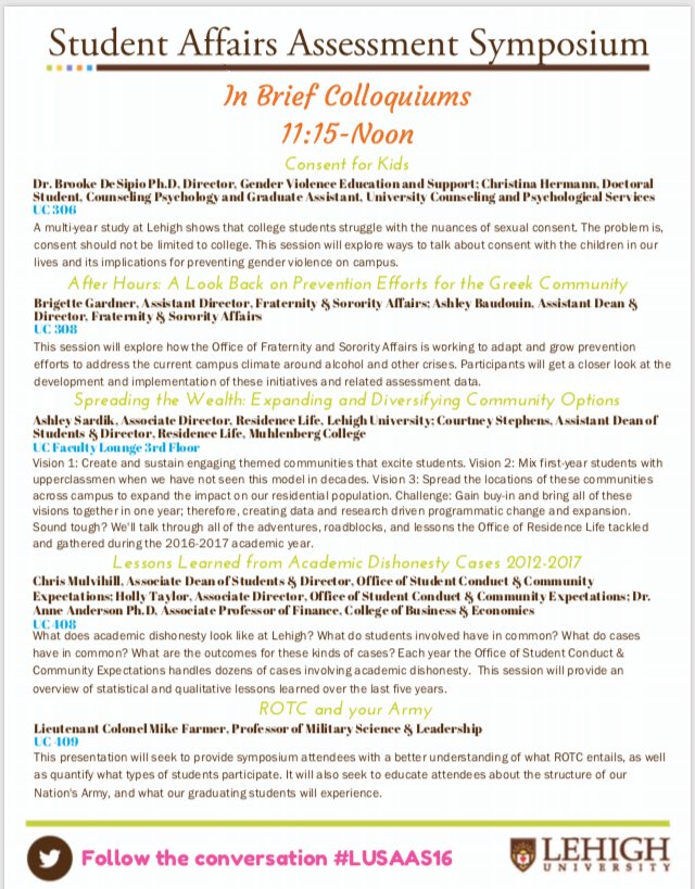 Hope that everyone enjoyed the second session! The third colloquiums start at 11:15 #LUSAA17