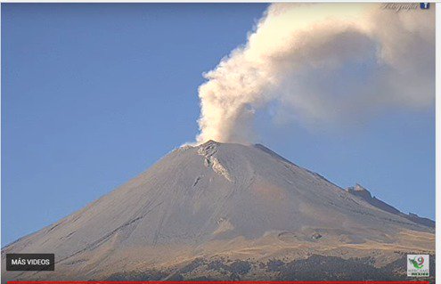 #Cenapred reporta a través del monitoreo del Volcán Popocatépetl, en donde se registra una fumarola de aprox más de 2500 metros de altura con dirección al lado noreste. Se continua en la fase volcánica de #AmarilloFaseDos