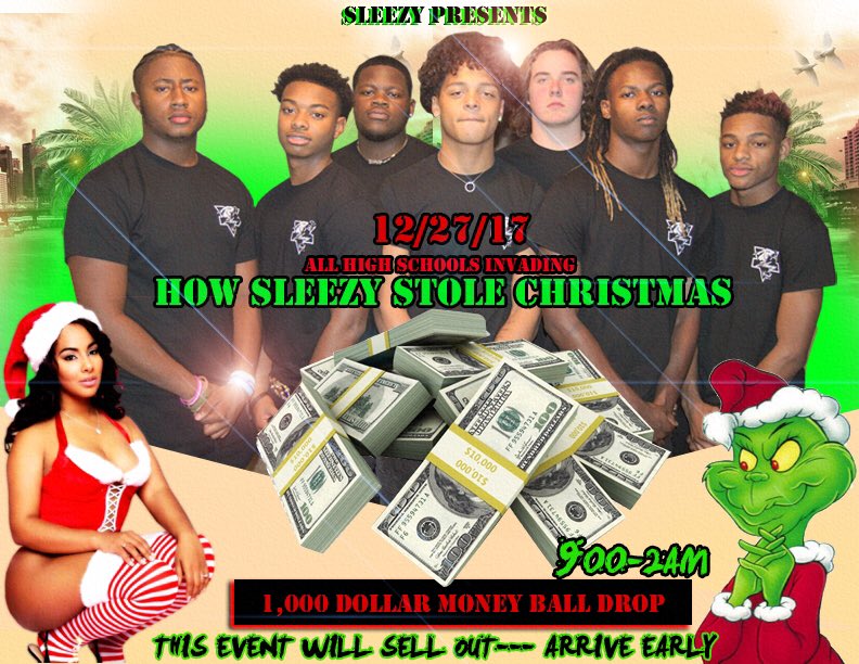 TRIPLEGRANDINC's tweet photo. ****SLEEZY PRESENTS****    HOW SLEEZY STOLE CHRISTMAS 
 *WEDNESDAY DECEMBER 27TH *
*****SECURITY ENFORCED ***** https://t.co/8mafQSnQko
