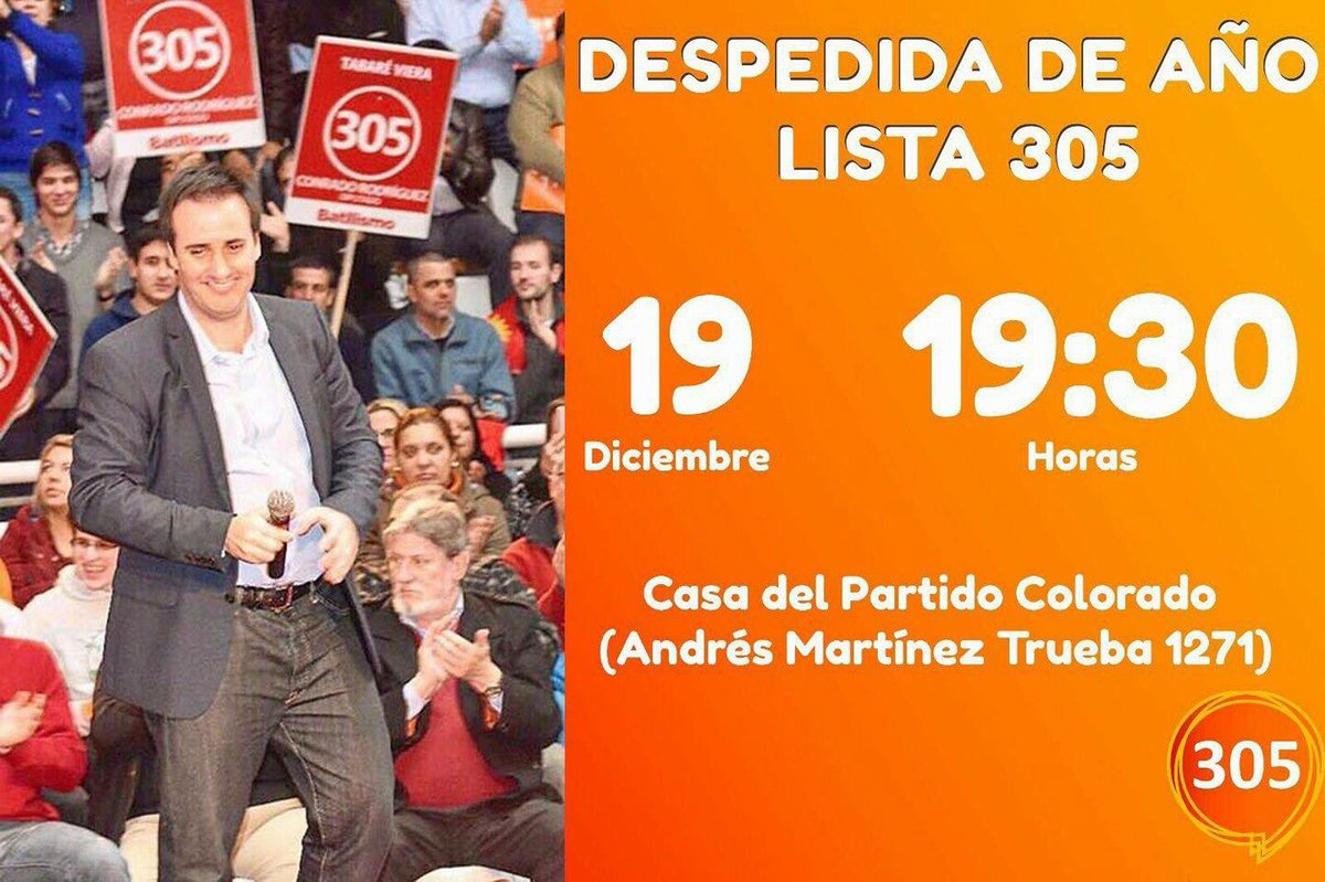 MatiasBarreto_'s tweet photo. El 19 a las 19:30 horas despedimos el año en la Casa del @PartidoColorado!!! 
Te esperamos!!! #Lista305 https://t.co/i7GptQrKJ1