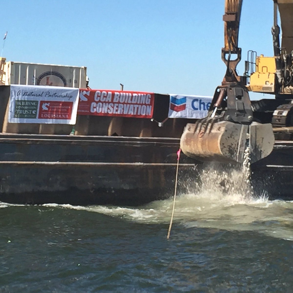 CCABCT's tweet image. Yesterday "@CCALouisiana Building Conservation Trust (@CCANational's Habitat Program) and the @LDWF began construction on a new artificial reef, located in Terrebonne Bay, south of Cocodrie." READ MORE: bit.ly/2nQWIV3 #ccabct #habitat #conservation #joincca