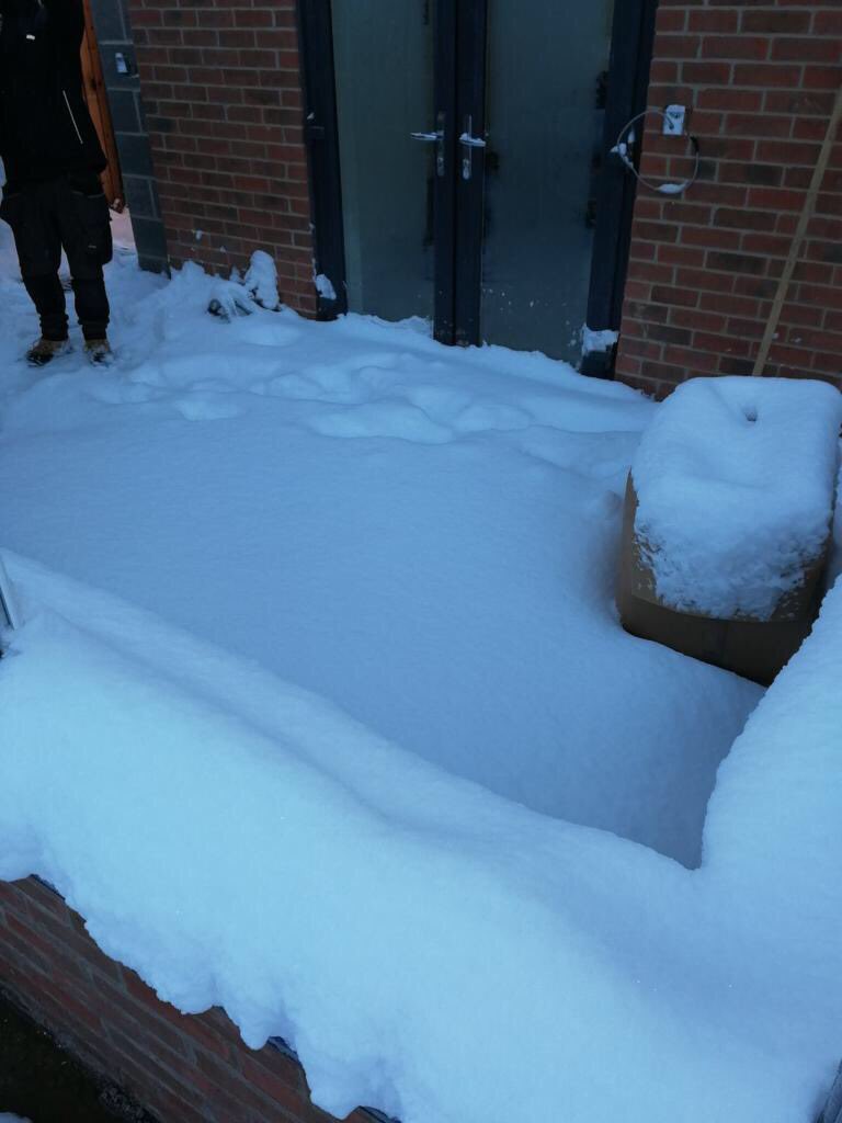 BirminghamGlass's tweet photo. #WhateverTheWeather Birmingham Glass Deliver! Our committed team have undertaken a conservatory window and roof installation throughout the difficult weather conditions! Finished photographs to follow... #birminghamglass #reputation #reliable #conservatory #windows #doors https://t.co/703E9mce72