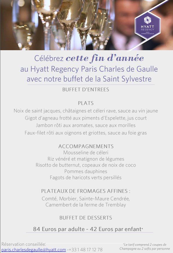 Finissez 2017 en beauté et célébrez les #fêtes de fin d’années au Restaurant Apollo. 
Découvrez nos #menus gourmands de #Noël et du Jour de L'An ci-dessous. #hyattpariscdg #noel #nouvelan
