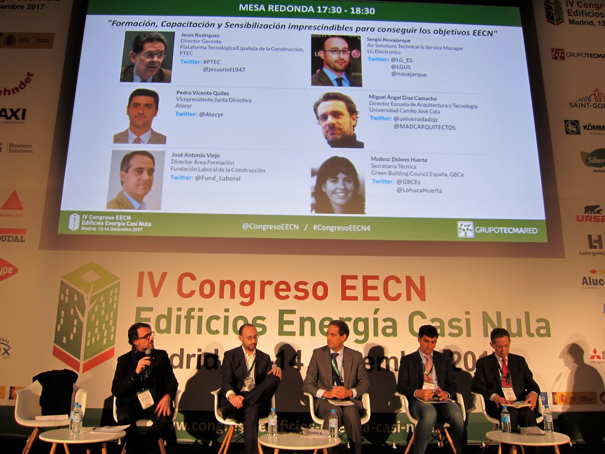 CongresoEECN's tweet photo. Participa @MADCARQUITECTOS @universidadcjc en Mesa Redonda #Formación Capacitación y #Sensibilización imprescindibles para conseguir los objetivos #EECN en #CongresoEECN4 #PTEC @Atecyr @Fund_Laboral @LG_ES @LGUS @GBCEs https://t.co/MVhNGuR2Gj https://t.co/9bqlxZSp6U