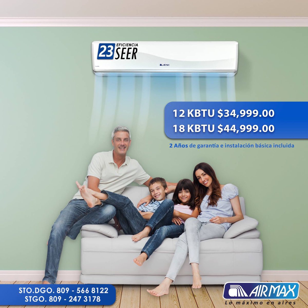 airmaxrd's tweet photo. OFERTA DEL ALTA EFICIENCIA, AIRES AIRMAX EFICIENCIA 23, Inverter 12 kbtu $34,999, 18 kbtu, $44,999, itbis incluidos https://t.co/IKVAmbWaCD