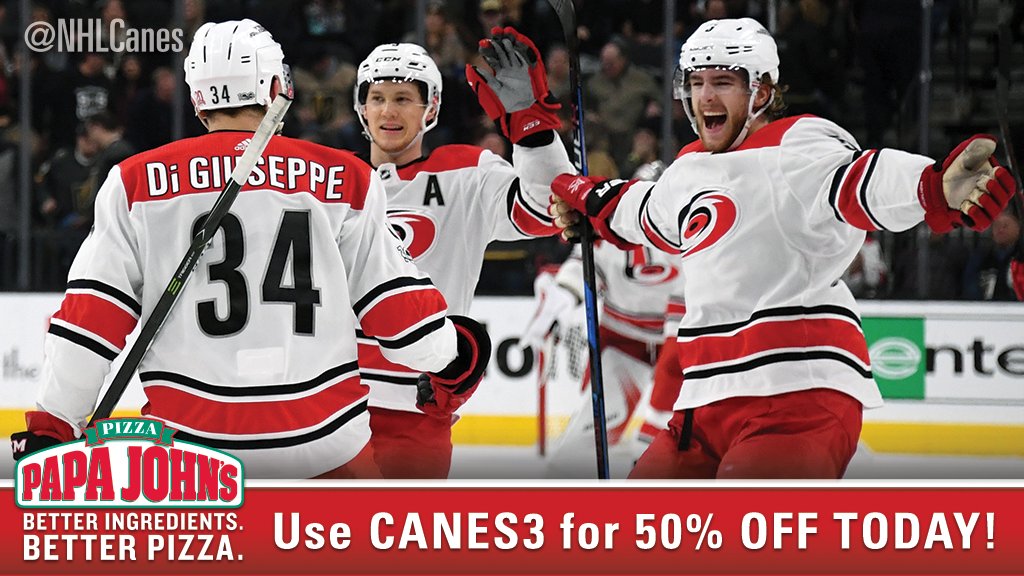 Use promo code CANES3 to get 50% off @PapaJohnsNC today after 3+ #Canes goals last night: n.carhur.com/2xr14ll https://t.co/JZCizbSihz