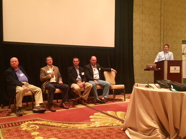 The Irrigation Consultants/Designers panel at the GCBAA Regional Meeting were very well versed. Pictured here are Bob Bryant, Sean Hyduk, Mike Pignato &amp; Dave Ragan.