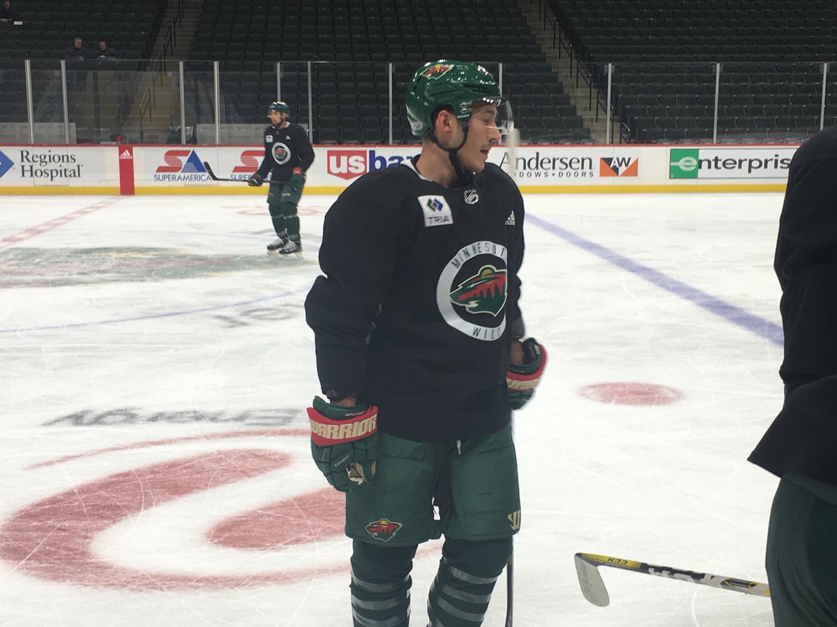 Jared Spurgeon is practicing with the #mnwild this morning. https://t.co/HlUQ2ELIKr