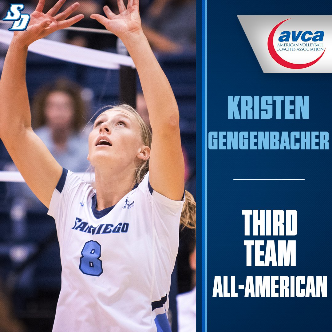 Congrats to Kristen Gengenbacher for being named a Third Team All-American!

bit.ly/2AVLkKn

Also a shoutout to Jayden Kennedy &amp; Addie Picha, who were honorable mention selections.

#USDWVB