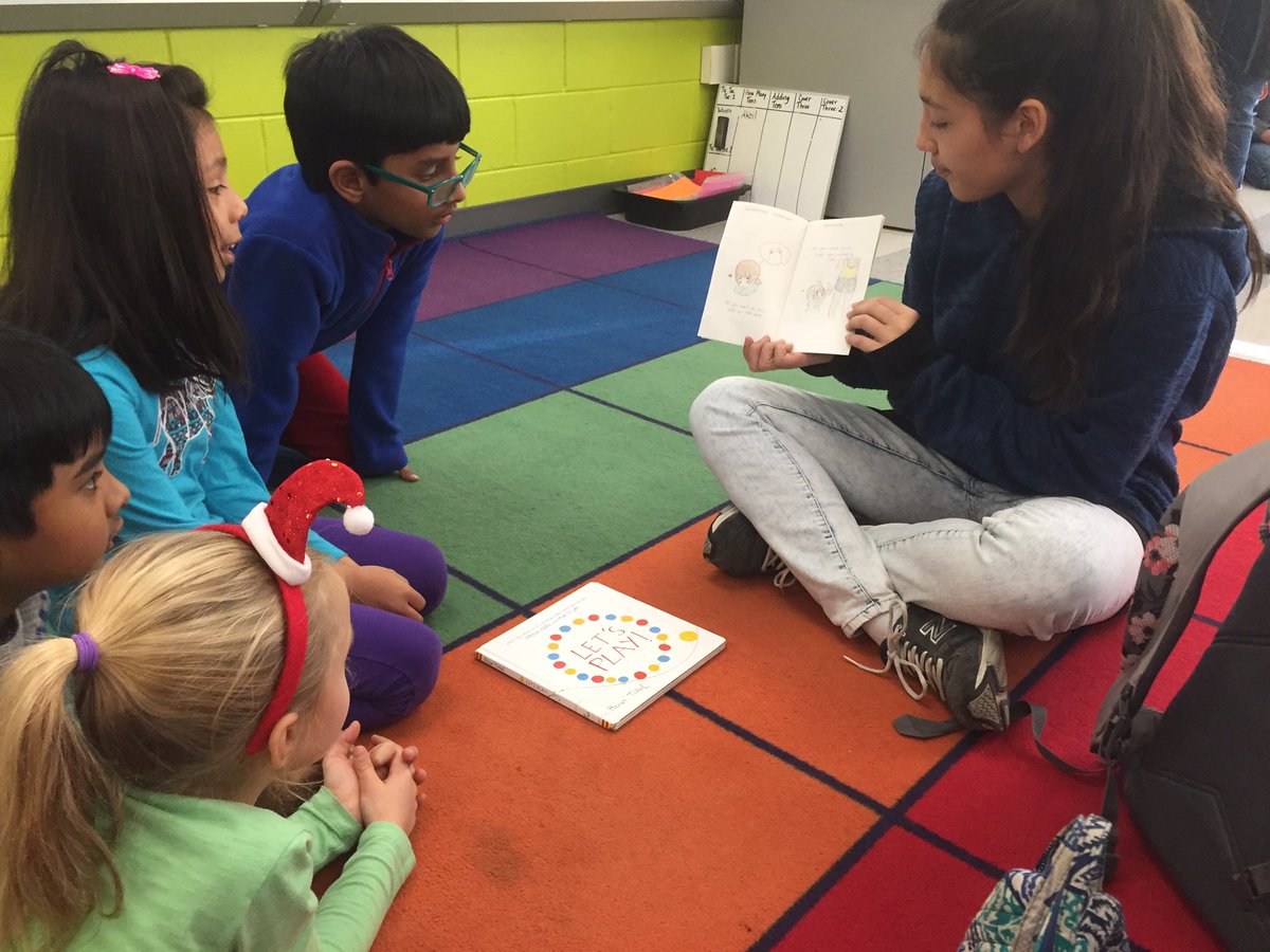 GCMarshallMath's tweet photo. Marshall Geometry students share their original Math storybooks with Westgate kids!  Math=Literacy!  @GCMarshallMath @MStatesmen   @FCPSR2 https://t.co/fmq2ApgwLz