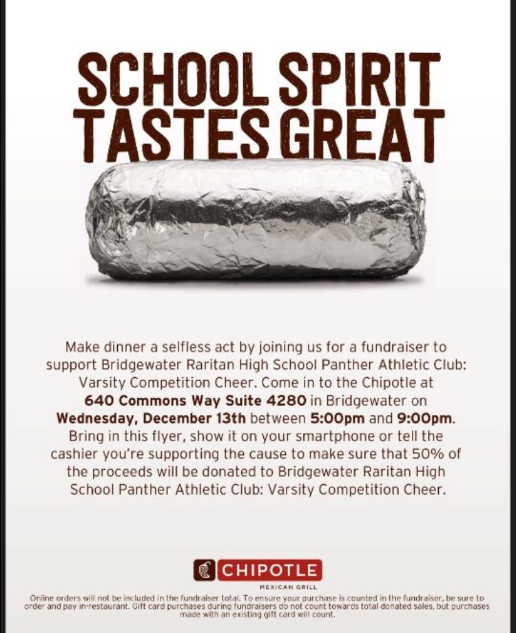 Come support BRHS Cheer at chipotle!!!