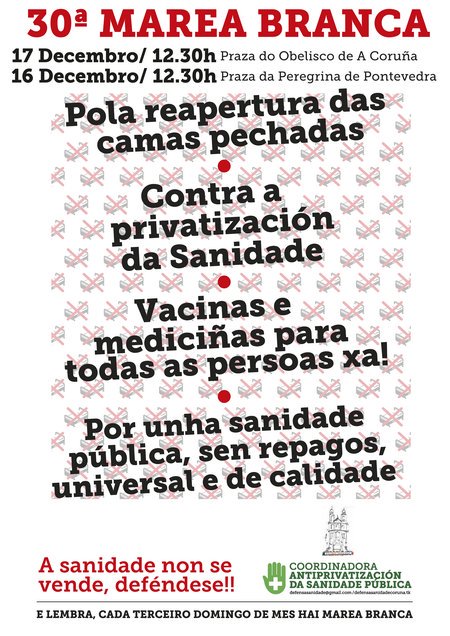 Un año más ⓂEDSAP #MareaBlanca No nos cansamos de repetir 
"La #SanidadPública no se vende, se defiende" #MareaBlana63 y #MareaBranca30 en Coruña. ¡Sobran las razones! <a href="/CasCoruna/">Defensa Sanidade</a> <a href="/FRAVM/">Federación Vecinal de Madrid</a> <a href="/MareasCiudadana/">Paz Ahora</a>