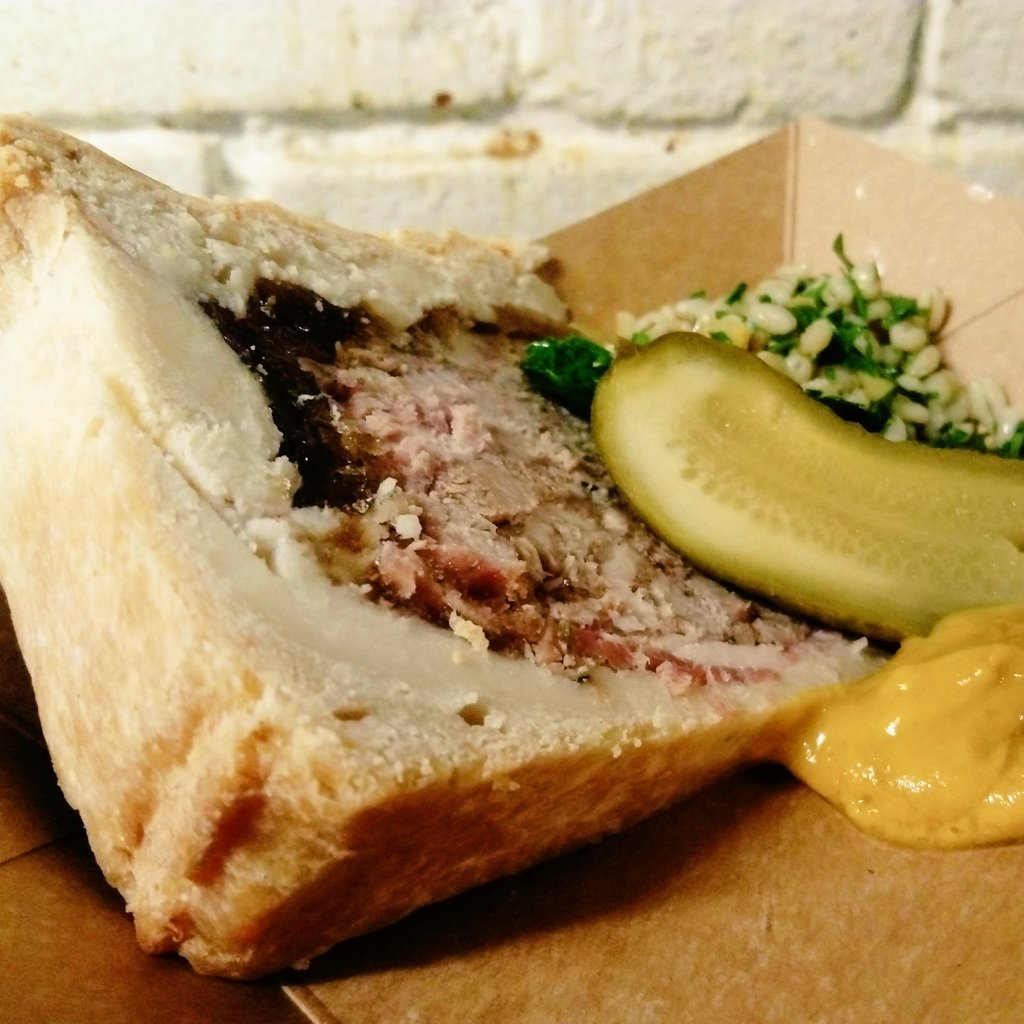 The <a href="/DickensFood/">What The Dickens!</a> special <a href="/DukesHighgate/">Duke's Head Highgate</a>. Pork pie made with Gloucester Old Spot. And real jelly!