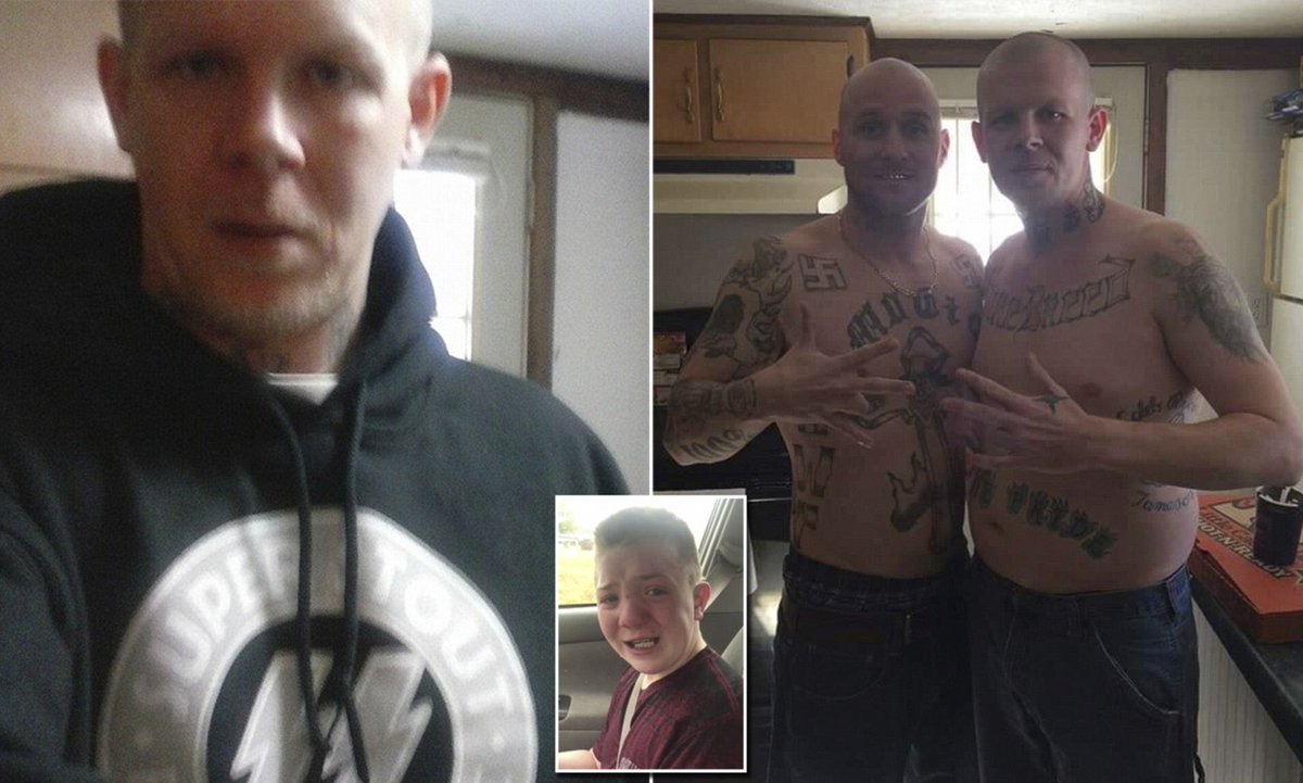 That 'bullied' kid Keaton Jones father is a member of the Aryan Circle, which is one of the largest white supremacist prison gangs in the country. These are members (along with the dad) throwing up their gang signs. But I'm sure they are just 'joking' and being 'ironic'