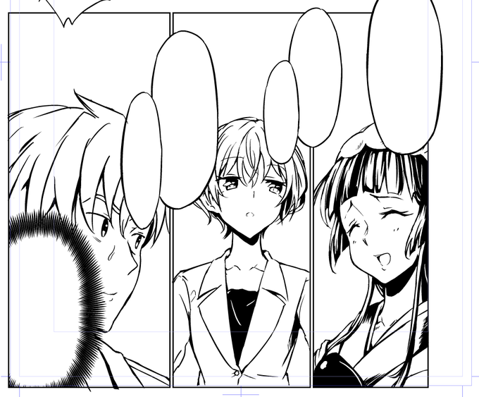 ずんちゃん、というより髪や服の色が濃いキャラクターは、ベタで表現できるから描いていて楽しいけれど、そのかわり時間がかかってしまう。 