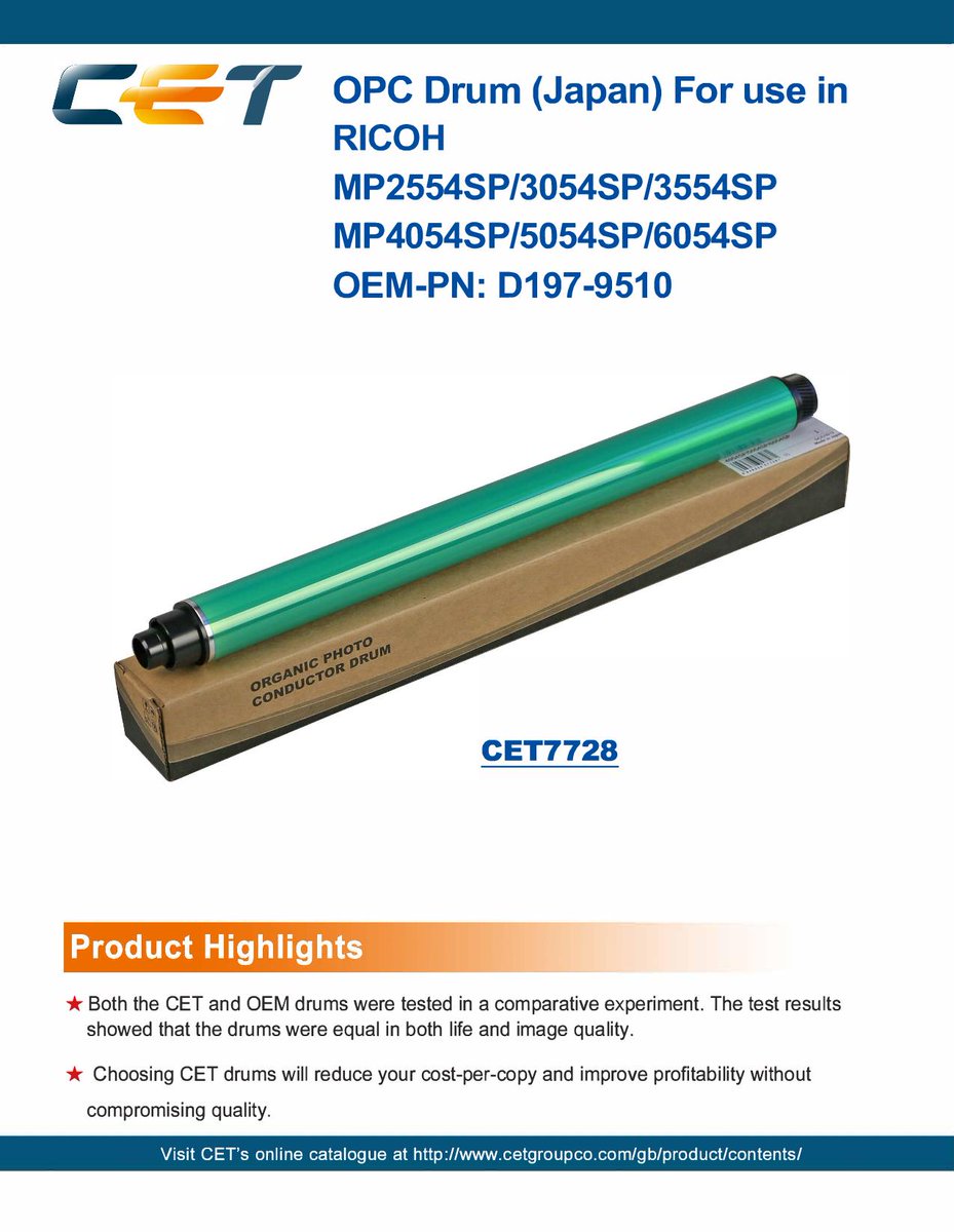 CETGroupCoLtd's tweet photo. Check out this NEW OPC DRUM for use in RICOH copiers! #MakeYourFutureColorful https://t.co/clwowTFgbO