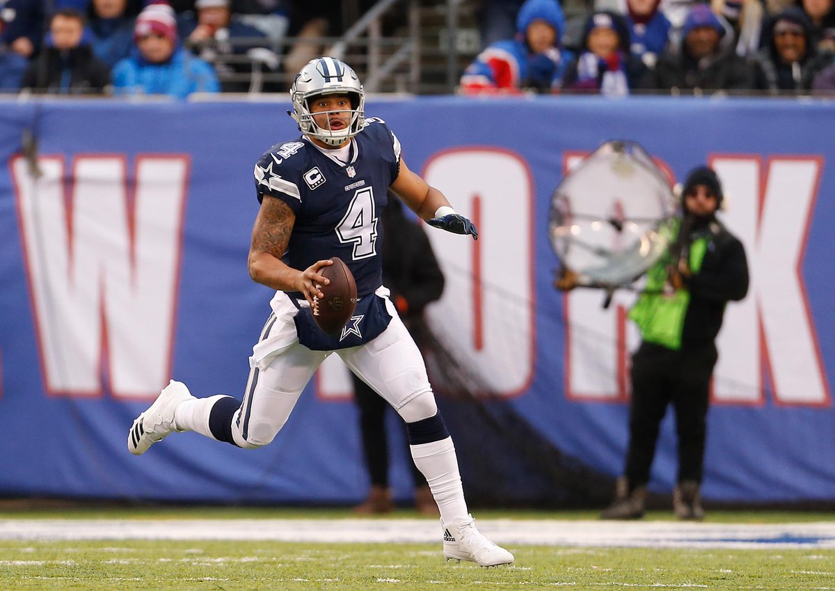 dallascowboys's tweet photo. .@dak had a career-high 332 yards and 3 touchdowns for a 137.1 rating.

RT and reply with 'Prescott #AirAndGround' to vote him @FedEx Air Player of the Week! https://t.co/OFXH24S2lu