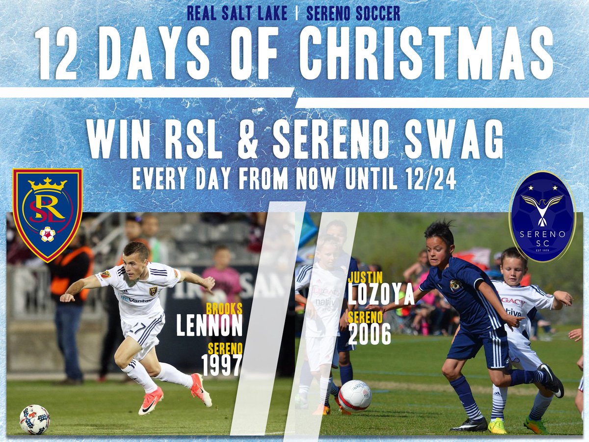 Sereno_Soccer's tweet photo. ☃️**CONTEST ALERT**☃️

@RealSaltLake and Sereno are teaming up to give away swag every day leading up to Christmas eve!

RSL Jerseys, Sereno Team Store Items, RSL Adidas balls, &amp; much more!

*HOW TO ENTER*

Like and RT this tweet.

Head to our Facebook for more ways to enter! https://t.co/v2yRhOd4xJ