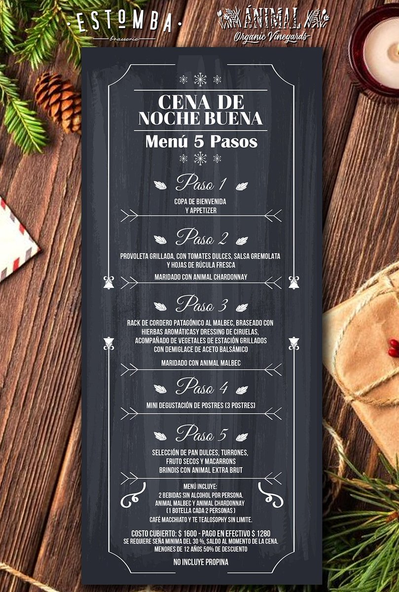 Los amigos de Estomba prepararon un menú especial para esta Noche Buena! Los esperamos para brindar juntos!