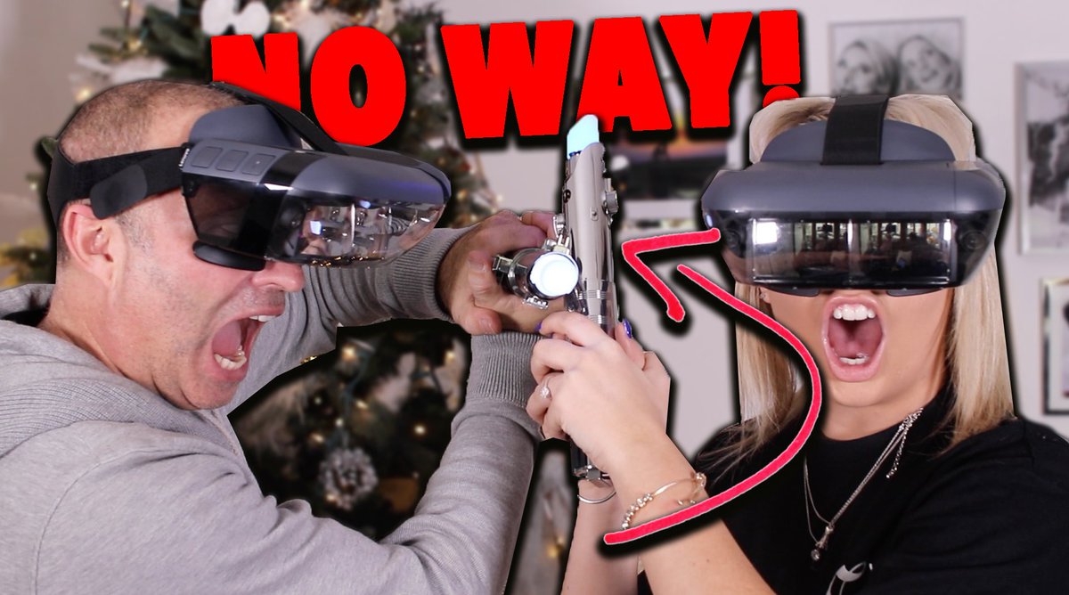 SaffronBarker's tweet photo. GUYS! My dad decided to challenge me for the FIRST TIME EVER! We played with the brand new Lenovo Star Wars Jedi Challenges augmented reality headset and it was TOO funny! Check out the video now! https://t.co/XdgAoiH7ua #ad https://t.co/YpdoBnJdfo